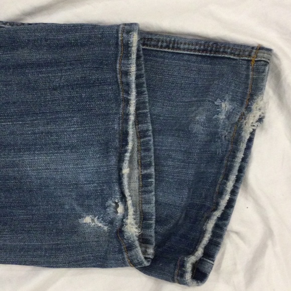 Street Denim Distressed Jeans Boot Cut Peacock Embroidered Back Flap Poc… - Picture 5 of 12